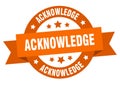 acknowledge round ribbon isolated label. acknowledge sign. Royalty Free Stock Photo
