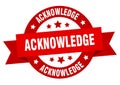 acknowledge round ribbon isolated label. acknowledge sign. Royalty Free Stock Photo