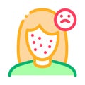 Acne Face Sad Girl Icon Outline Illustration
