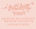 Acne font. Pimple letters. Allergy letters. ABC whelk. pustule alphabet