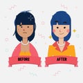 Acne girl become pretty girl. beautiful concept. before and afte