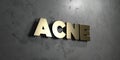 Acne - Gold sign mounted on glossy marble wall - 3D rendered royalty free stock illustration