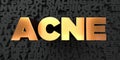 Acne - Gold text on black background - 3D rendered royalty free stock picture