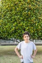 Acne teenager under leaves