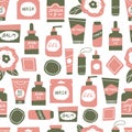 Acne treatment and skincare seamless pattern