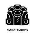acnient building icon, black vector sign with editable strokes, concept illustration