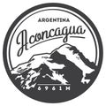 Aconcagua in Andes, Argentina outdoor adventure badge. High mountain illustration. Royalty Free Stock Photo