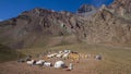 Panoramic view of Camp Confluencia inside Aconcagua Provincial Park Royalty Free Stock Photo