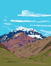 Aconcagua Provincial Park in Mendoza Province Argentina WPA Art Deco Poster Royalty Free Stock Photo