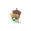 Acorn with character bring beer for cartoon design