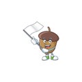 Acorn with character bring flag for cartoon design