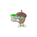 Acorn with character student bring book for cartoon design