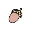 Acorn, fruit of oak flat color icon. Royalty Free Stock Photo