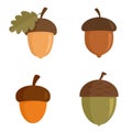 Acorn icons set, flat style