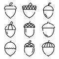 Acorn icons set, outline style