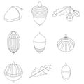 Acorn icons set vector outline