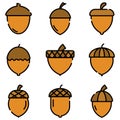 Acorn icons vector flat