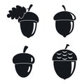 Acorn leaf icons set, simple style Royalty Free Stock Photo