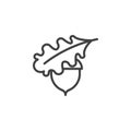 Acorn and Oak Leaf line icon