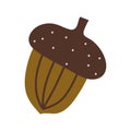 Acorn, oak nut, seed. Made in flat style. Royalty Free Stock Photo