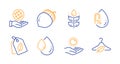 Acorn, Oil drop and No alcohol icons set. Gluten free, Bio tags and Safe planet signs. Vector