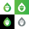 Acorn oil logo concept, droplet and oak seed icon design template elements - Vector Royalty Free Stock Photo