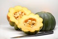 Acorn Squash Cut Open with Seeds Royalty Free Stock Photo