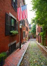 Acorn street Beacon Hill cobblestone Boston Royalty Free Stock Photo