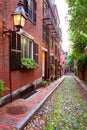 Acorn street Beacon Hill cobblestone Boston Royalty Free Stock Photo