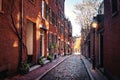 Acorn Street - Boston, Massachusetts, USA Royalty Free Stock Photo