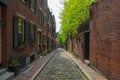 Acorn Street, Beacon Hill historic district, Boston, USA Royalty Free Stock Photo