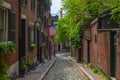 Acorn Street, Beacon Hill historic district, Boston, USA Royalty Free Stock Photo