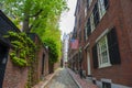 Acorn Street, Beacon Hill historic district, Boston, USA Royalty Free Stock Photo