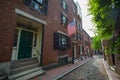 Acorn Street, Beacon Hill historic district, Boston, USA Royalty Free Stock Photo