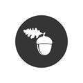 Acorn white icon. vector symbol sign flat