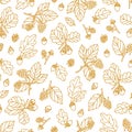 Acorns, forest nuts and raspberry seamless pattern Royalty Free Stock Photo