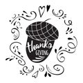 Acorns print Thanks Giving in black style. Vector Thanksgiving day with abstract ornament Royalty Free Stock Photo