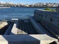 The Wave Organ Steps and benches for with a view of San Francisco Bay. Royalty Free Stock Photo