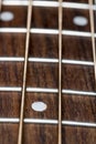 Acoustic Bass Guitar Fretboard Close Up Royalty Free Stock Photo