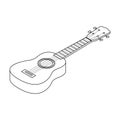 Acoustic bass guitar icon in outline style isolated on white background. Musical instruments symbol stock vector