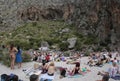 Acoustic choir singing concert at Torrent de Pareis in the spanish island of mallorca