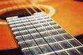 Acoustic classical Guitar Strings. Theory of Strings on an example of a Guitar. Royalty Free Stock Photo