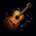 an acoustic designer guitar on black background generative AI Royalty Free Stock Photo