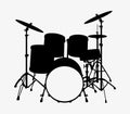 Acoustic Drum Kit Silhouette, Drum Set musical instrument Royalty Free Stock Photo