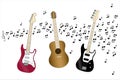 Acoustic, electric and bass guitar Royalty Free Stock Photo