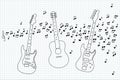 Acoustic, electric and bass guitar Royalty Free Stock Photo