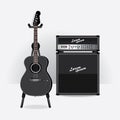 Acoustic Electric Guitar with Guitar amplifier Royalty Free Stock Photo