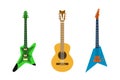 Acoustic electric guitar vector icons set isolated illustration Royalty Free Stock Photo