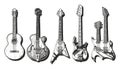 Acoustic and electric guitars set Royalty Free Stock Photo
