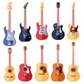 Acoustic and electric guitars vector set Royalty Free Stock Photo